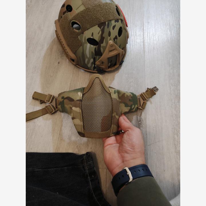 Airsoft FAST kypärä + OneTigris kasvosuojus (Multicam)