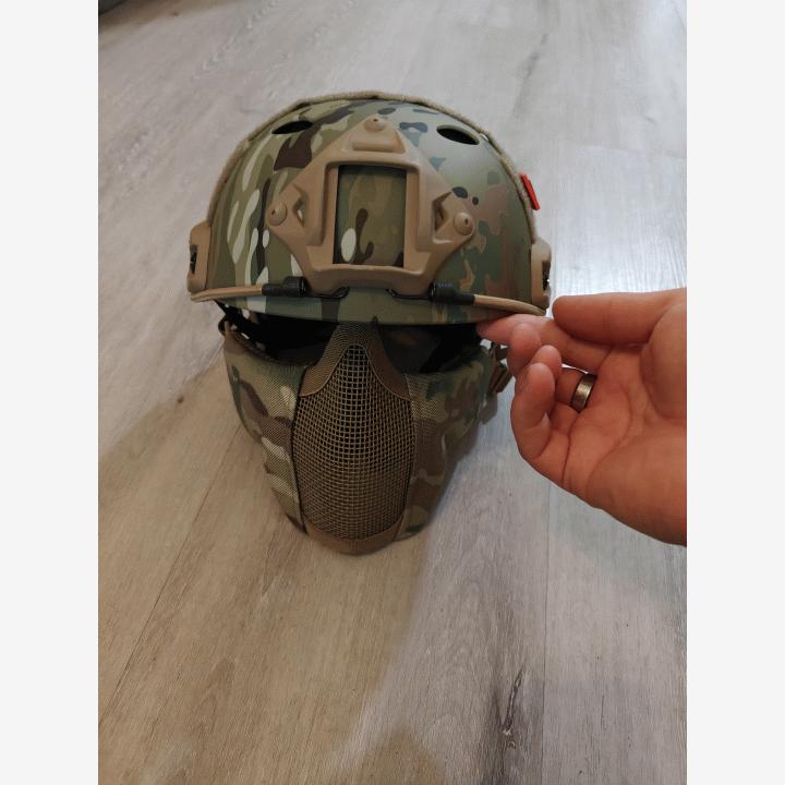 Airsoft FAST kypärä + OneTigris kasvosuojus (Multicam)