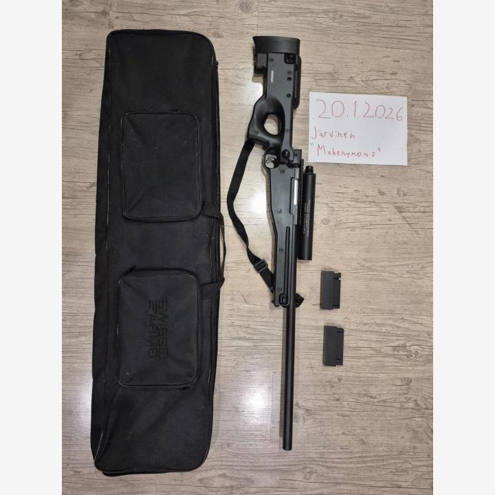 Käytetty ASG AW .308 jousitoiminen kivääri lisävarusteineen