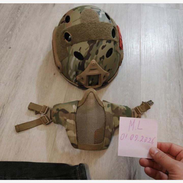 Airsoft FAST kypärä + OneTigris kasvosuojus (Multicam)