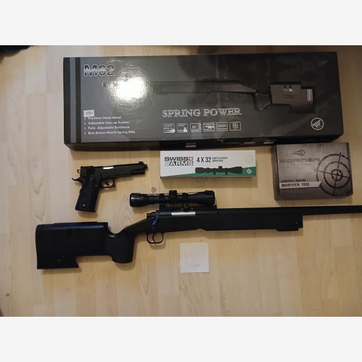 M40 marine sniper, tähtäin ja kaasupistooli