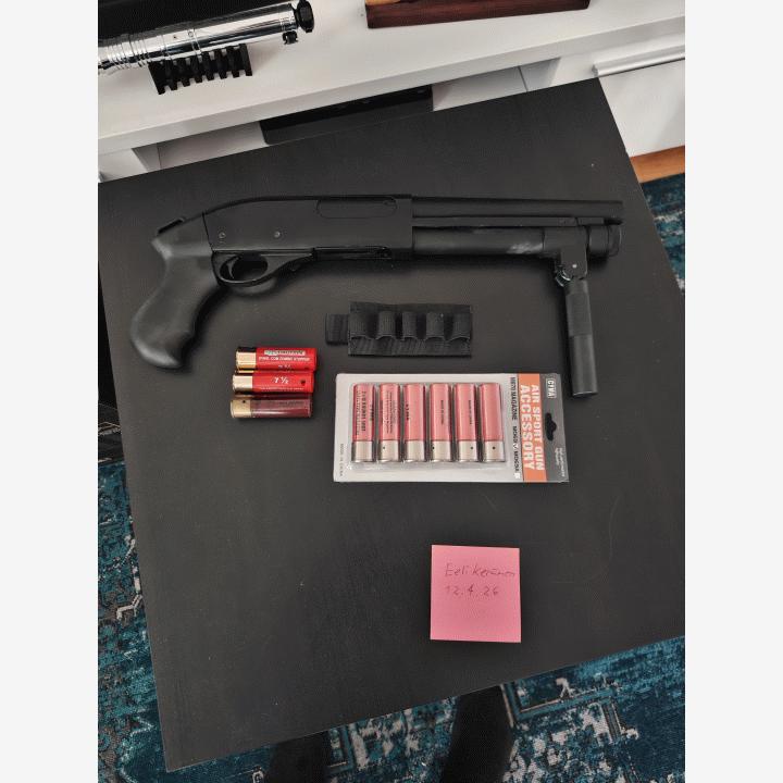 Golden Eagle M870 Super Shorty + lipaat ja hylsytasku