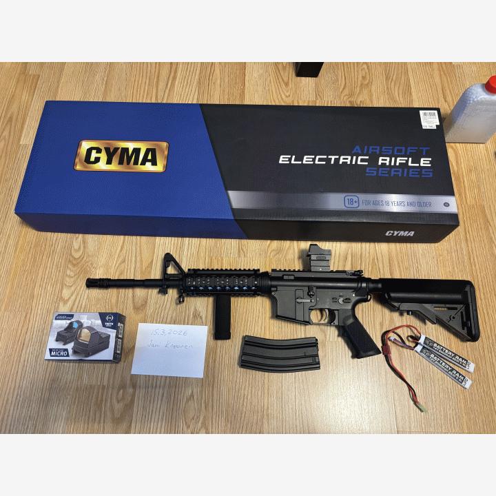 Täydellinen airsoft-aloitussetti – CYMA CM.007 M4 + pistooli + varusteet