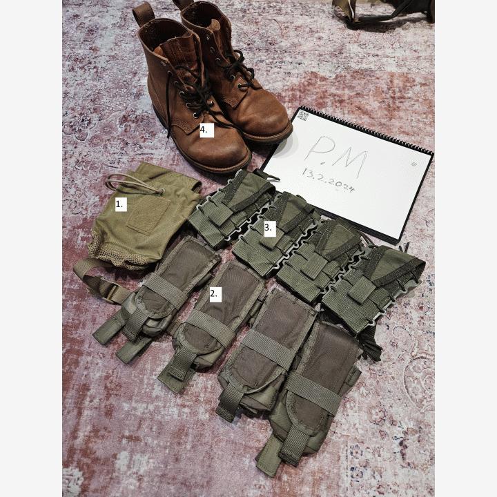 MIL-SPEC taskuja ja nahkaiset maiharit